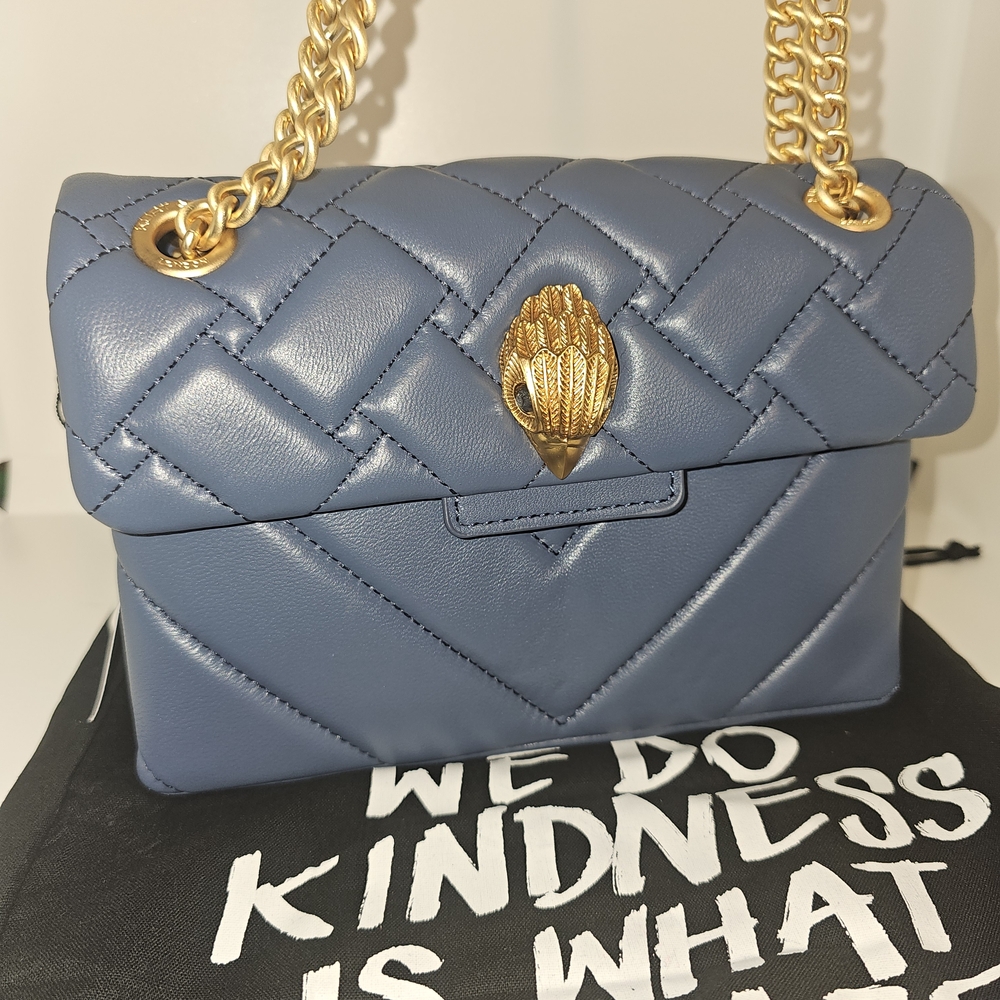 Kurt Geiger Blue Crossbody Bag with Gold Accents